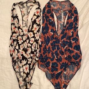 Free People Intimately floral low-cut bodysuits size M. Selling together!